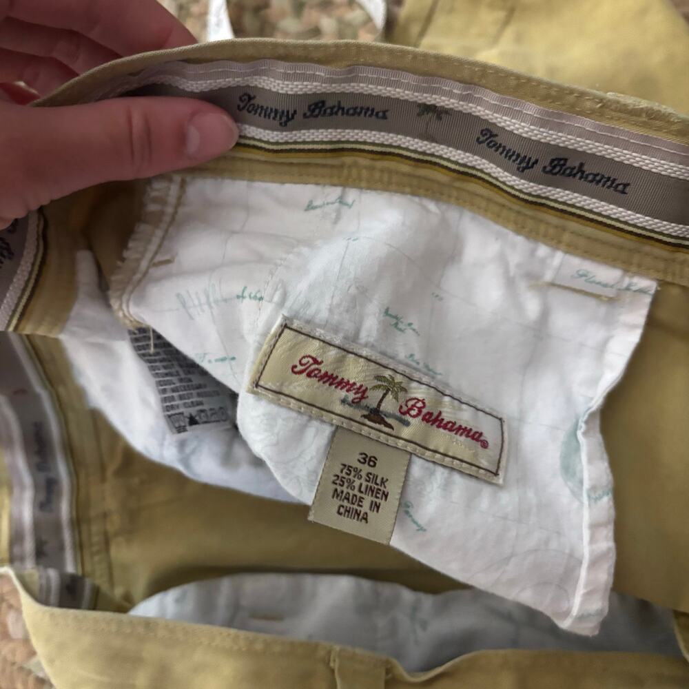 Tommy Bahama Men’s Shorts 36 Silk Linen Olive Green Casual Summer Flat Front - Picture 10 of 13